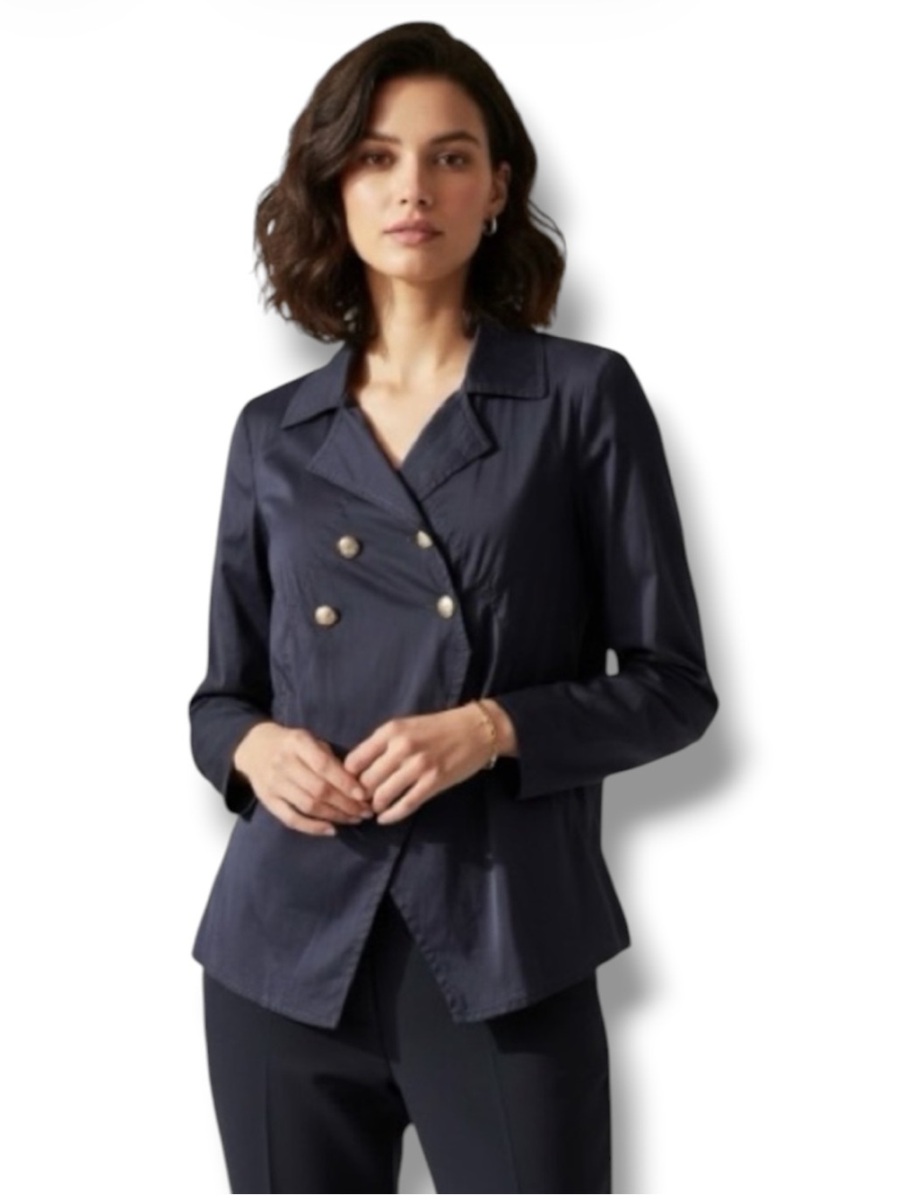 Patrizia Pepe Top Navy Blue Military Blazer Top Gold Buttons Size IT 42 US S 🍭